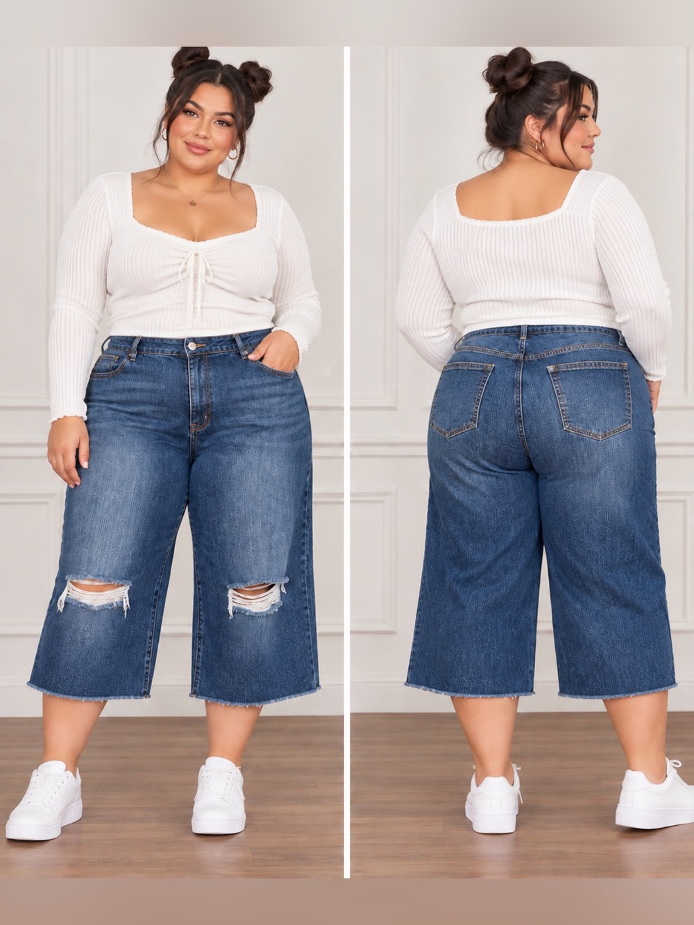 Old Navy Wide Leg Vintage Stretch Cropped Jeans